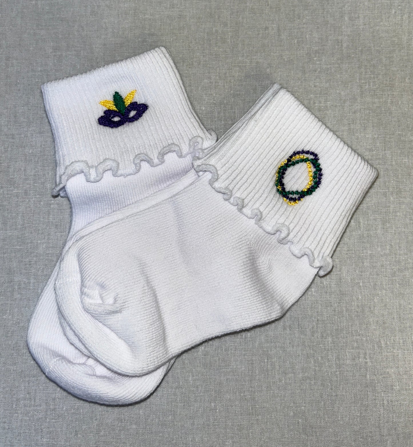 Mardi Gras Embroidered Socks