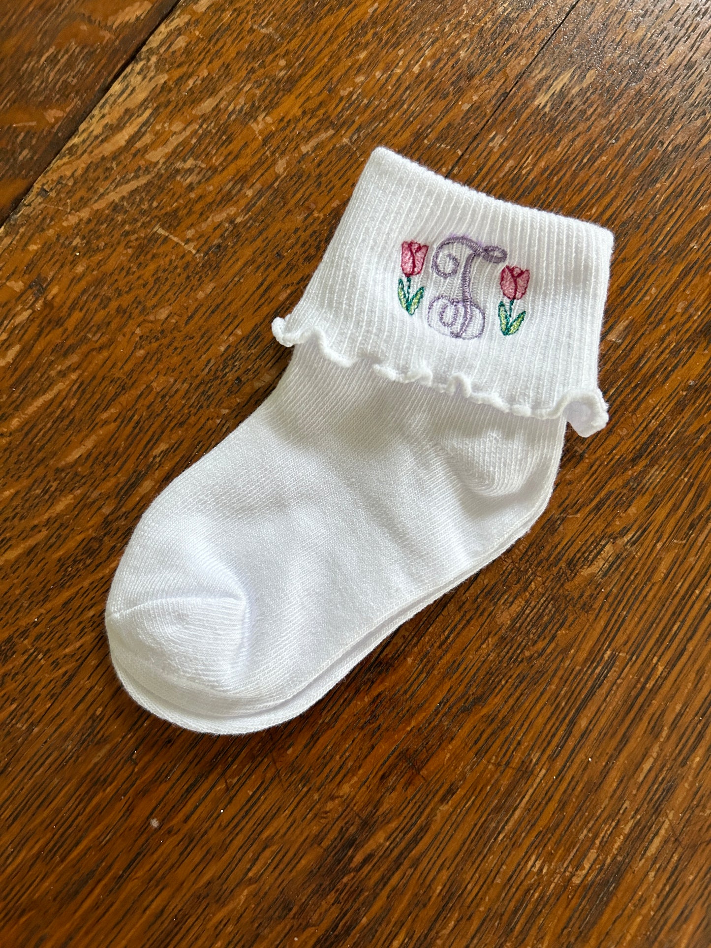 Monogrammed with Tulips Children's Socks