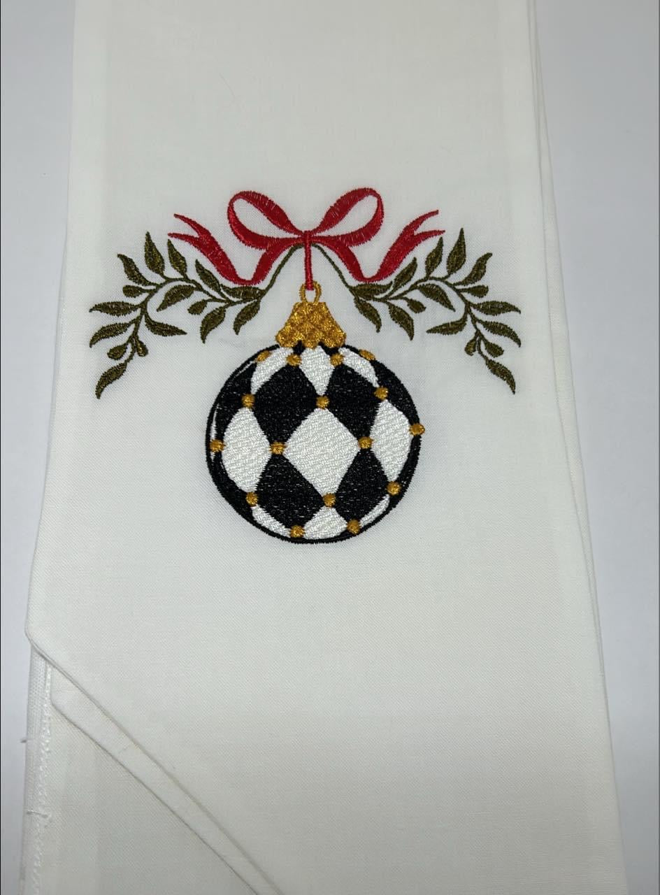 Christmas Harlequin Bulb Wreath Sash with option to add monogram