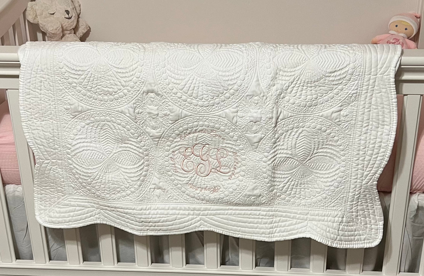 Birth Announcement Embroidered Heirloom Quilt