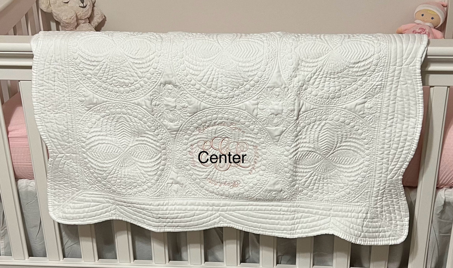Birth Announcement Embroidered Heirloom Quilt