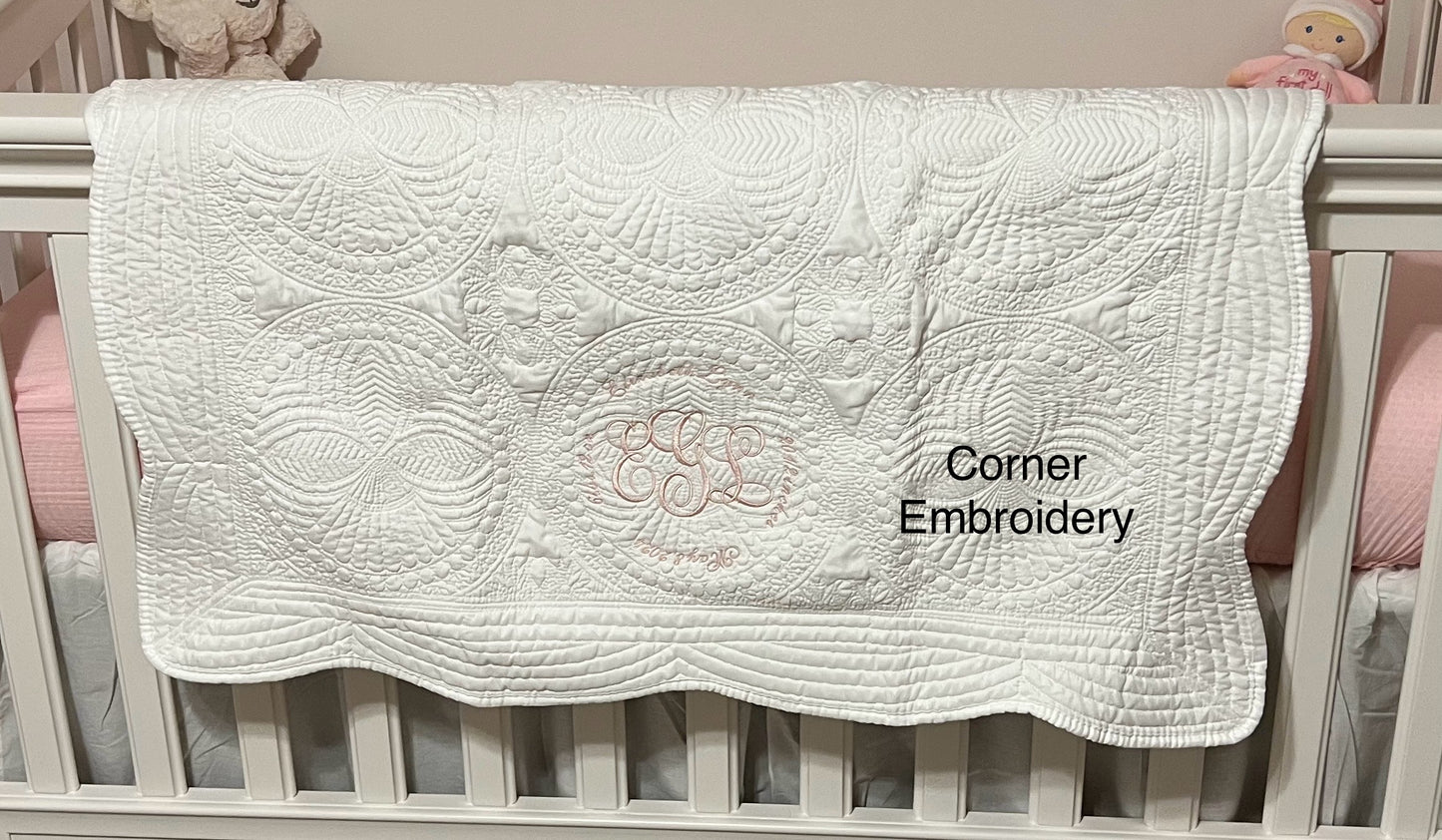 Birth Announcement Embroidered Heirloom Quilt