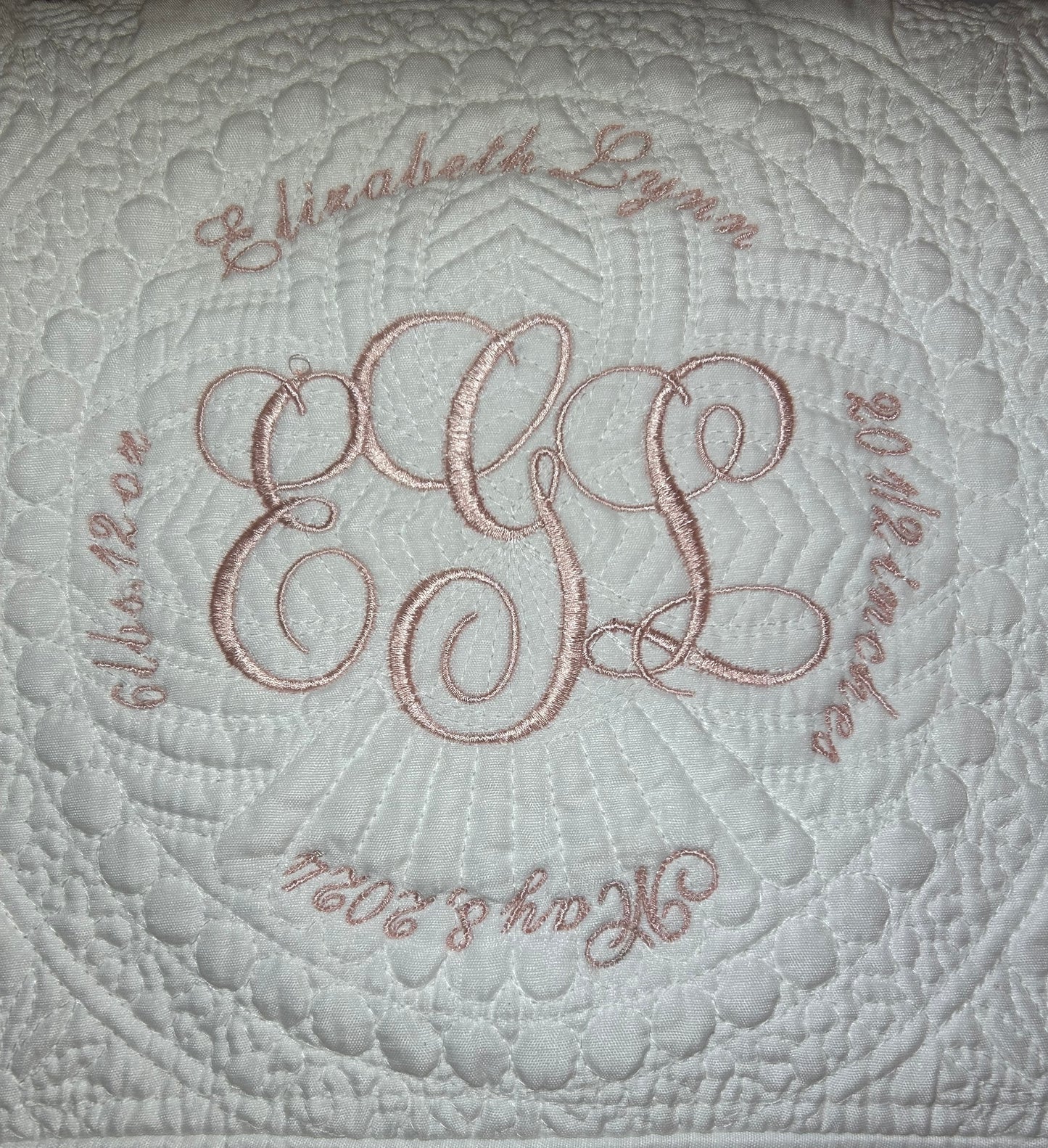 Birth Announcement Embroidered Heirloom Quilt