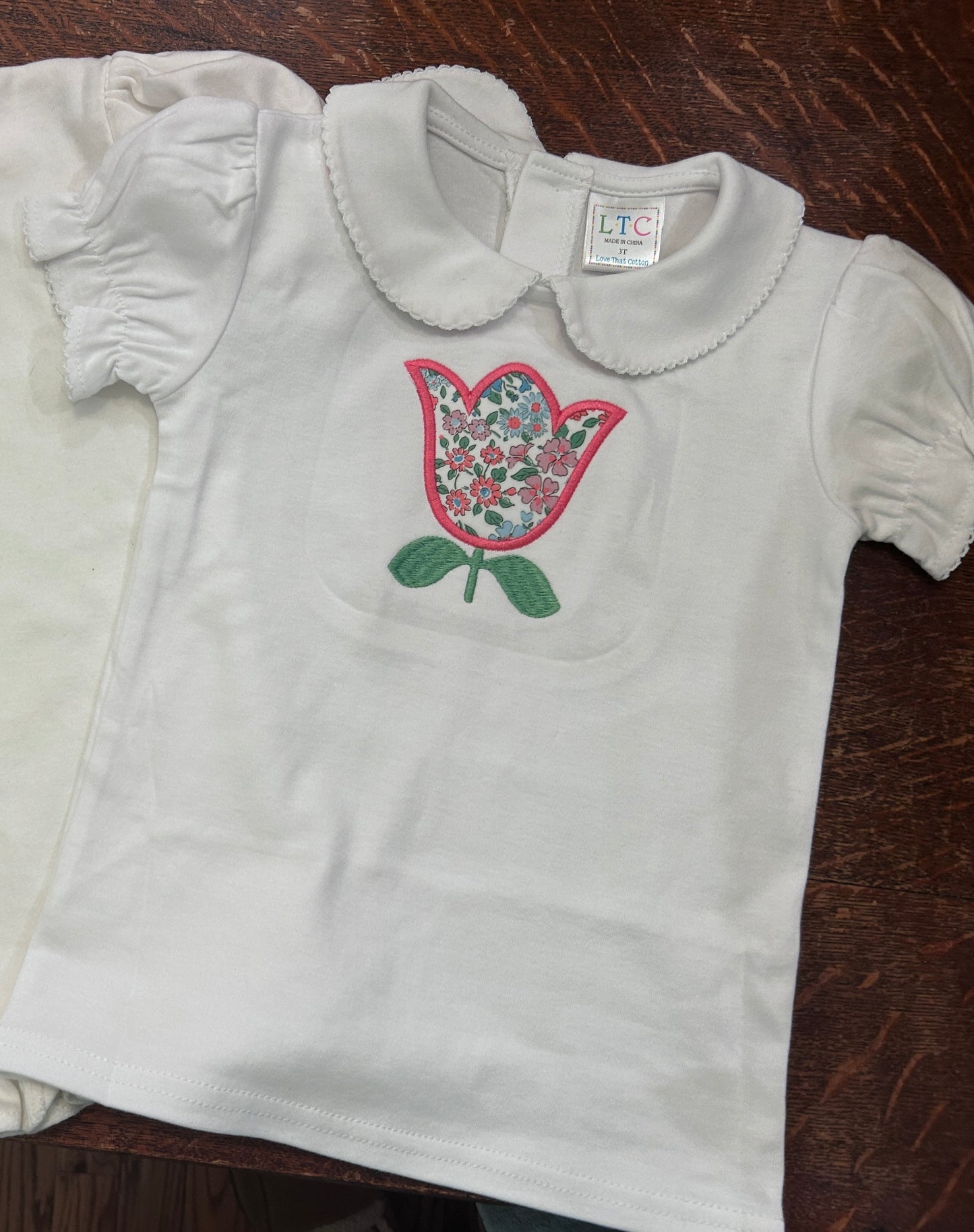 Peter Pan Collar Short Sleeve Shirt with Crochet Detail