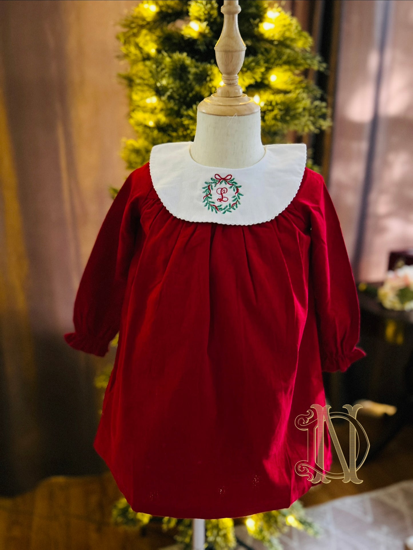 Classic Long Sleeve Corduroy Bishop Dress