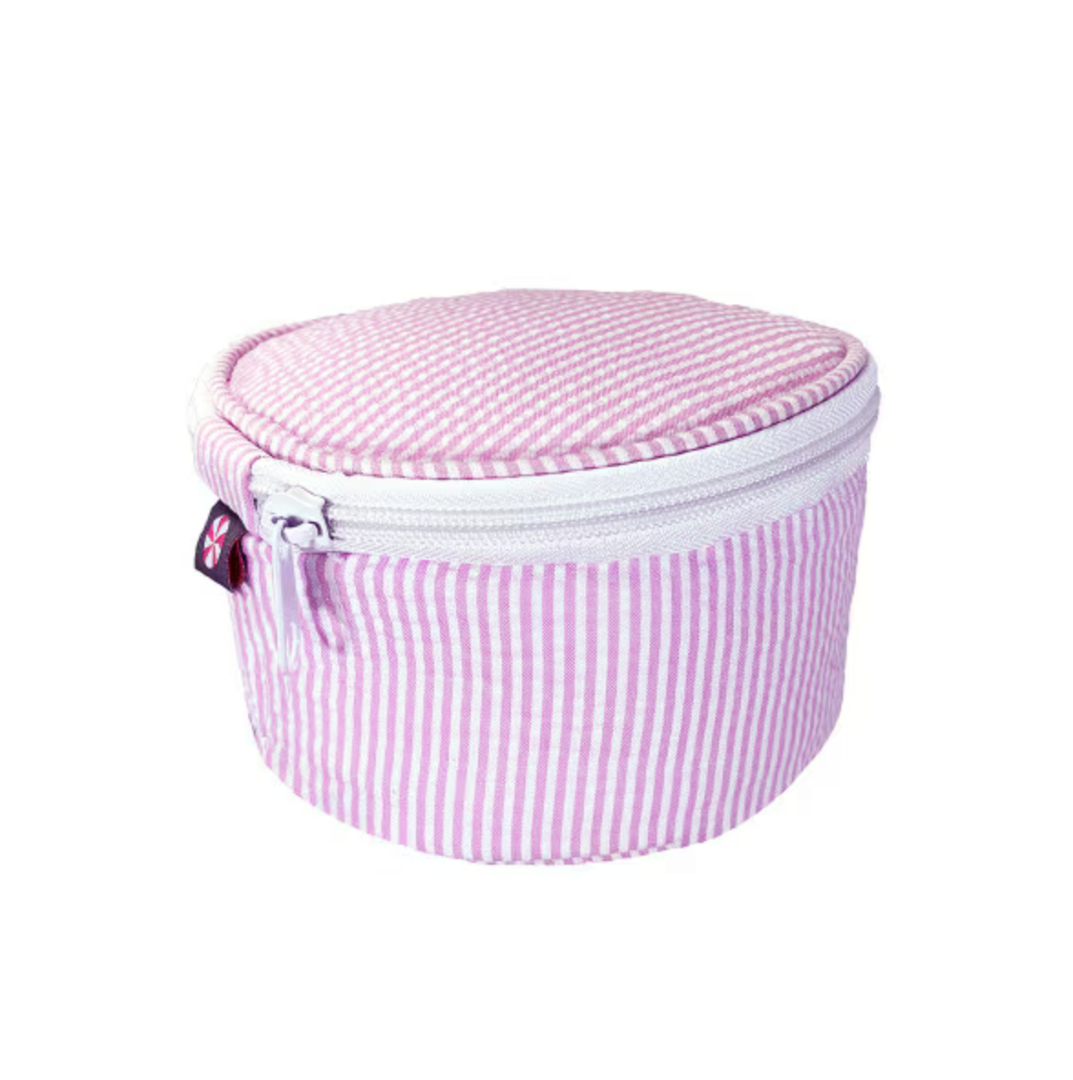 Mint - Monogrammed 6" Pink Seersucker Button Bag