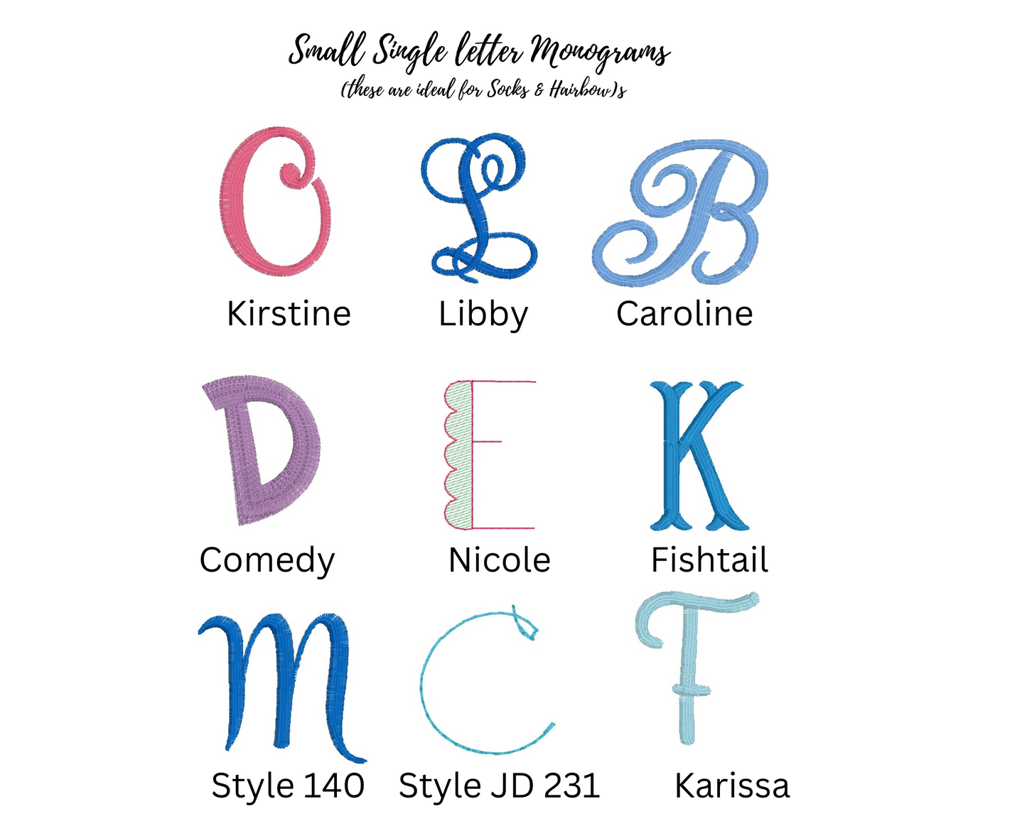 Single Letter Embroidered Hairbow