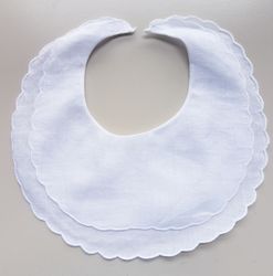 Linen Double Scalloped Bib Mongrammed